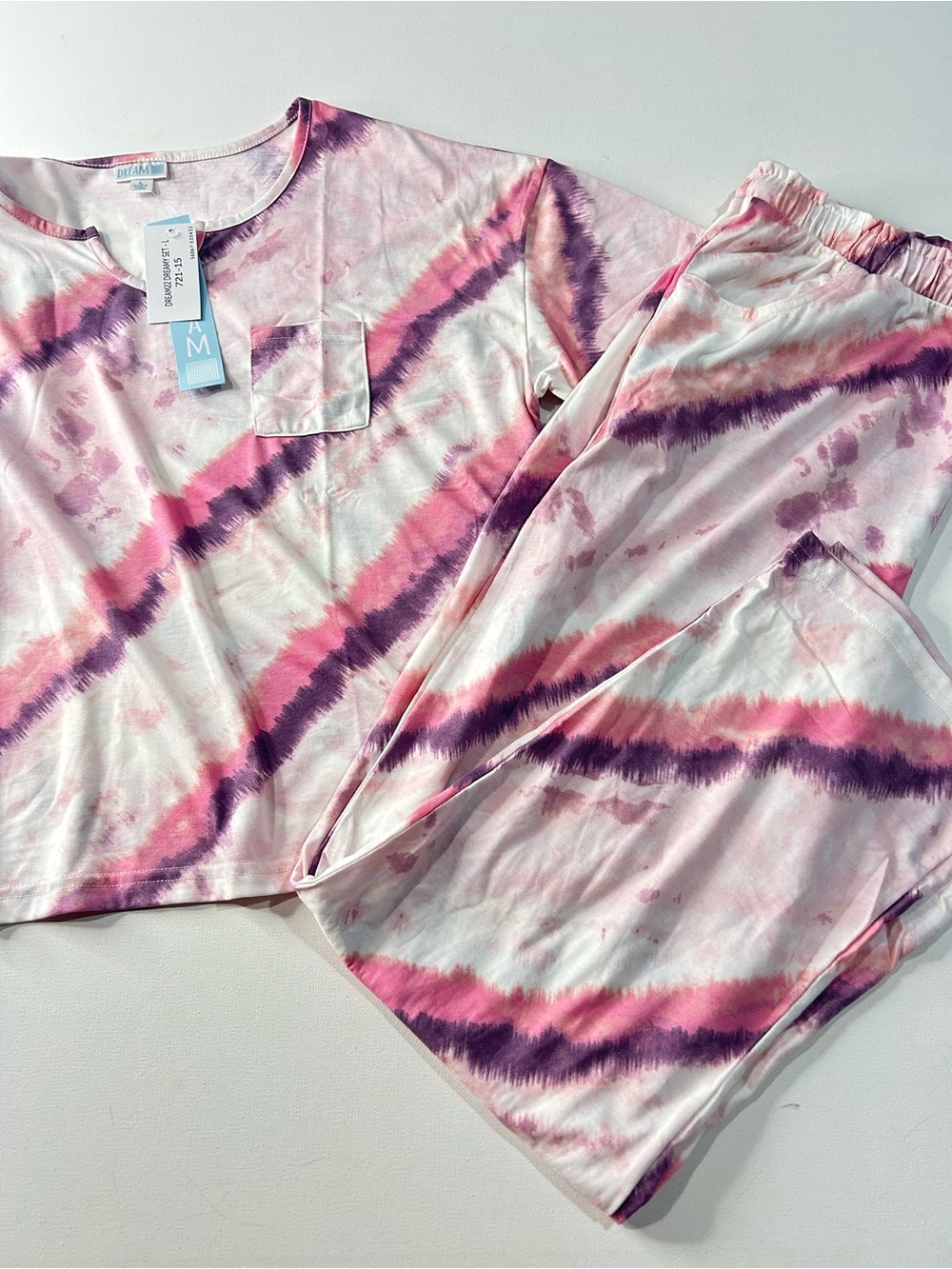 NWT LuLaRoe Large Dreamy Pink & Purple Tie-Dye Pajama Set